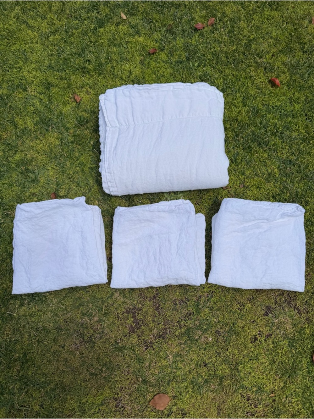 Parachute 100% Linen 4-Piece Natural Fiber Sheet Set White King/Cal King GUC